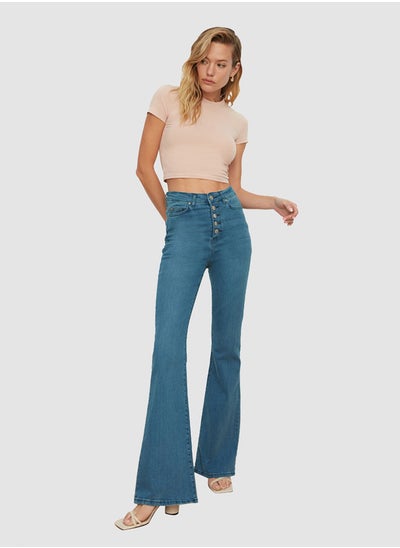 اشتري Indigo Front Buttoned High Waist Flare Jeans في الامارات