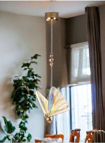 Buy Multi-colourful Acrylic Single Butterfly Chandelier Ceiling Hanging LED Pendant Light for Lobby, Living Room, Dining Room, Bedroom, Hallway, Staircase, Cafe, Restaurant in Saudi Arabia