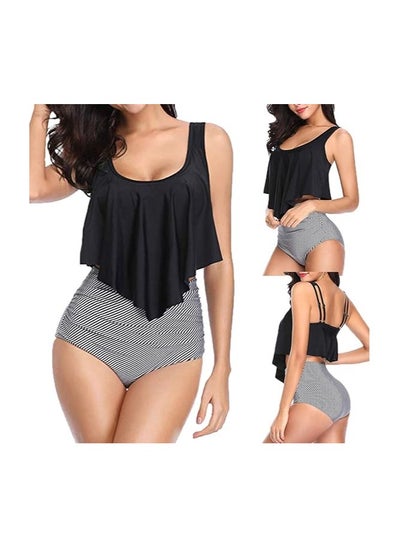 Buy Women's Ruffled Overlay Bikini Set, High Waist Swimwear, 2 PCS  Tankini Swimsuit, Push Up Swimsuit, Padded Retro High Waist Halterneck Tankini in Saudi Arabia