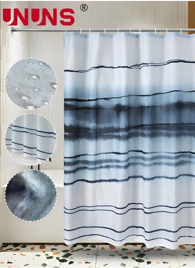 Buy Ocean Waves Shower Curtains,Shower Curtain For Bathroom,Stripe Abstract Modern Waterproof With Hooks,180x180cm in UAE