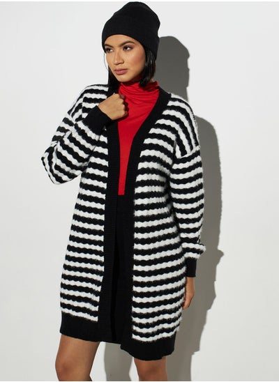 Buy Striped Knitted Cardigan in Saudi Arabia