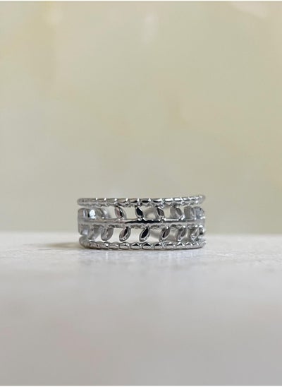 Buy Roman Goddess Leaf Adjustable Ring- Silver in UAE