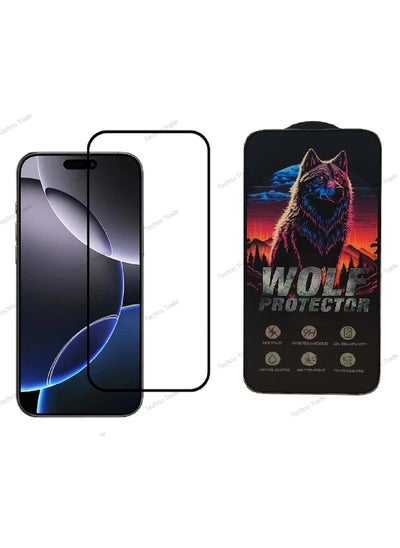 Buy IPhone 16 Pro Max Wolf ESD Anti Static Premium Tempered Glass Screen Protector With Black Frame in Egypt