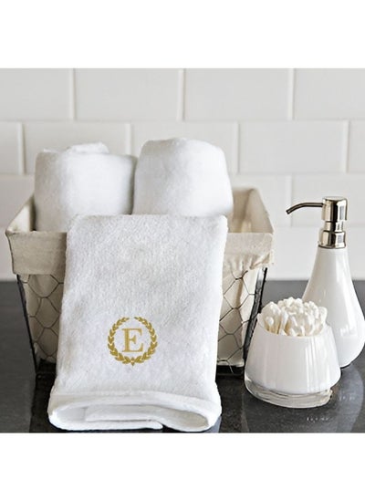 Buy Embroidered For You (White) Luxury Monogrammed Hand Towel (50 x 80 Cm-Set of 1) 100% cotton, Highly Absorbent and Quick dry, Classic Hotel and Spa Quality Bath Linen-600 Gsm (Golden Letter E) in UAE