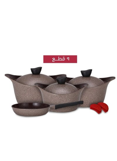 Buy Granite cookware set 9 pieces Saudi industry in Saudi Arabia