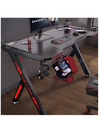 Buy Master Gaming Desk With Remote RGB Lights PC Computer Gaming Table Y Modern Shaped Gamer Home Office Computer Desk Table With Handle Rack Cup Holder Headphone Hook Size 140x65x75 cm in UAE