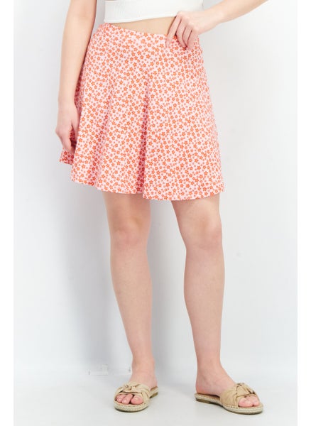 Buy Women Floral Print Mini Skirt, Pink in UAE