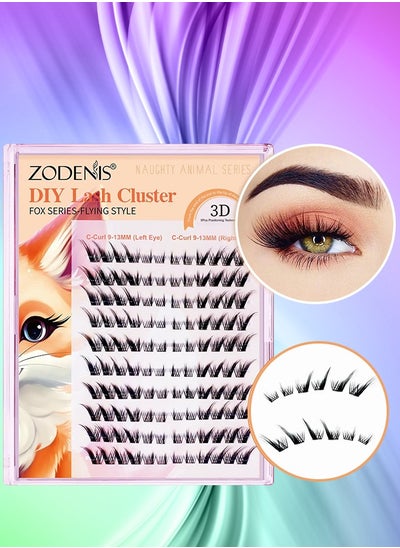 Buy 120Pcs Lashes Cluster DIY Lash Extension Kit Fox Series 9-13mm Mix Individual Lashes Fox Eye Lashes Natural Look Cluster Lashes C Curl Wispy False Eyelashes Lashes Kit in UAE