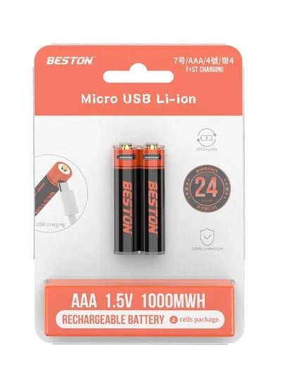 Buy Beston Rechargeable AAA Battery 1.5V Micro USB - Pack of 2 in UAE