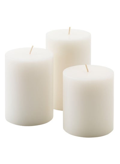 Buy Set Of 3 Scented Block Candle White 14 x 13 x 11cm in UAE