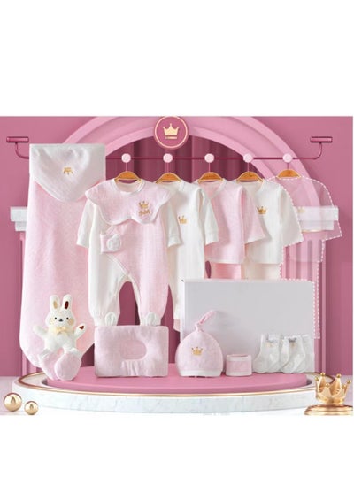 اشتري 18 Pieces Baby Gift Box Set, Newborn Pink Clothing And Supplies, Complete Set Of Newborn Clothing في الامارات