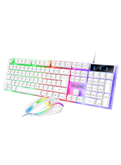 Buy T350 Wired Keyboard Mouse Combo Backlit for Gaming Office bajeal T350 white luminous keymouse cover in Saudi Arabia