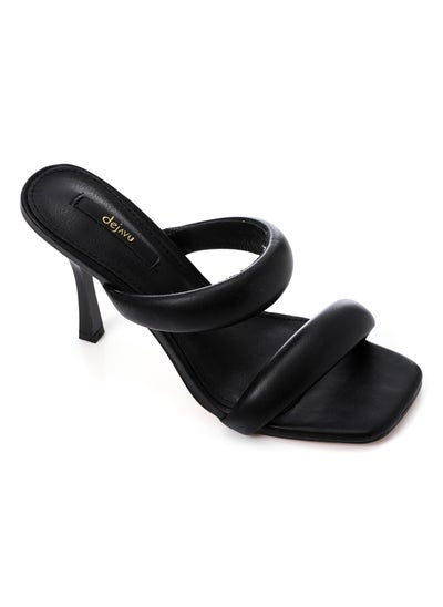 Buy Slip On Double Strapped Black Heeled Slipper in Egypt