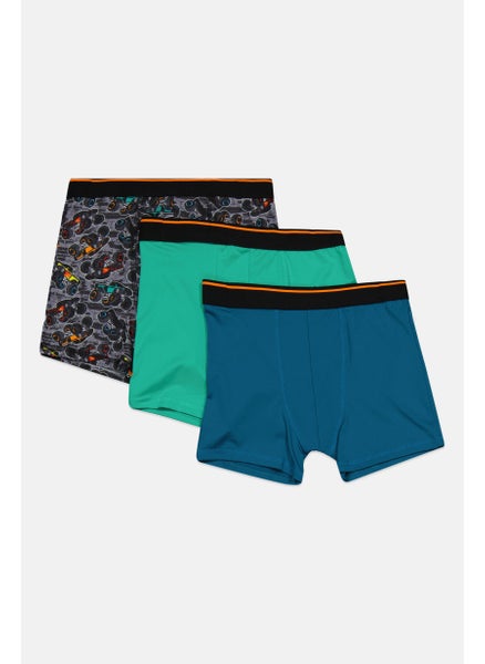 اشتري Kids Boy 3 Pack Boxers, Black/Teal Combo في الامارات