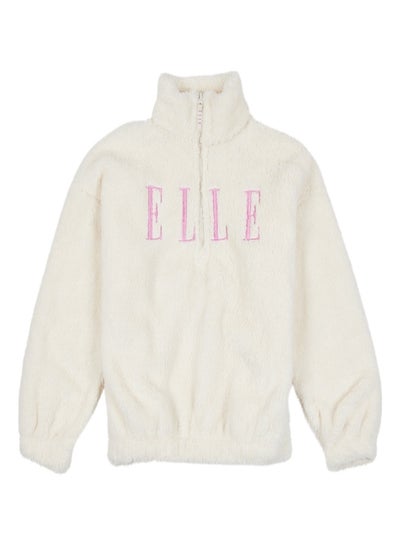 Buy Elle Half Zip Funnel Neck Teddy Sweatshirt in UAE