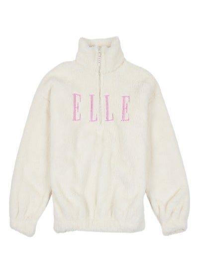 Buy Elle Half Zip Funnel Neck Teddy Sweatshirt in UAE