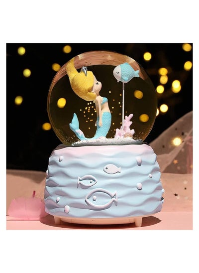 Buy Snow Globes Mermaid Snowglobes with Musical LED Lights Glitter Display Decoration Home Decor for Kids Room Essentials Birthday Gift Precious Keepsake Cute Novelty Gifts and Collectibles in Saudi Arabia