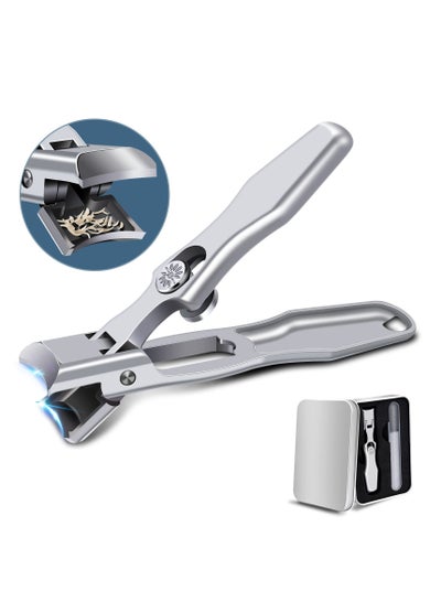 اشتري Nail Clippers for Men Thick Nails, Professional Extra Large Heavy Duty Toe Nail Clippers for Seniors, Stainless Steel Wide Jaw Opening No Splash Fingernail Cutters Long Handle with Catcher File في السعودية