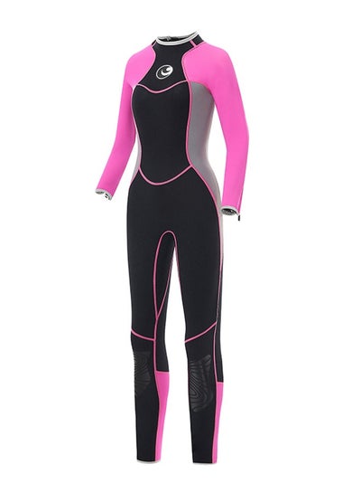 اشتري Women Full Body Wetsuit One Piece Surfing Diving Suit Dive Skin Rash Guard Long Sleeve Zip Quick Dry 3mm M في السعودية