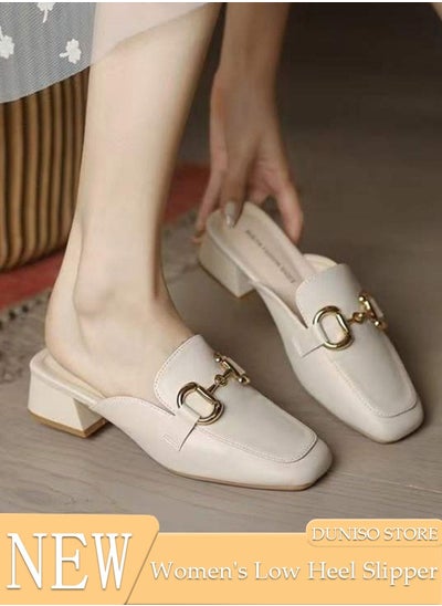 Buy Women's Flat Mules Closed Toe Sandals Fashion Flats Square Toe Slip Comfortable Women Slippers Backless Slip On Loafer Shoes for Indoor & Outdoor in UAE