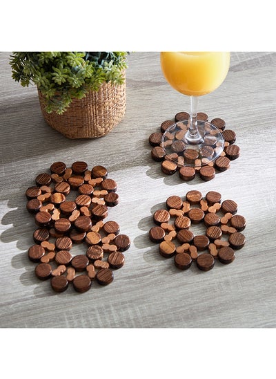 Buy Woodlux 4-Piece Coaster Set 10 x 10 cm in Saudi Arabia