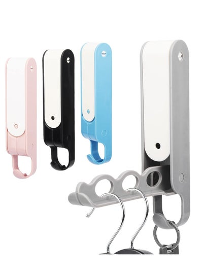 اشتري 4 PCS Hidden Foldable Door Hooks, Punch-Free Over Door Hangers - Self-Adhesive Door Coat Hook for Bedroom, Bathroom, Coats, Towels Travel Portable Hat Hanger(Multi-Holes) في السعودية