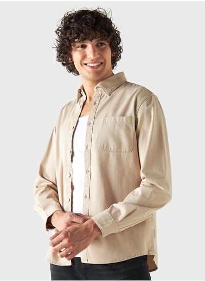 Buy Regular Fit Solid Shirt With Long Sleeves in Saudi Arabia