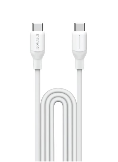 اشتري Momax Flow 60W USB-C to USB-C 1.2m Silicone Cable, Fast Charging and Data Transfer, White في السعودية