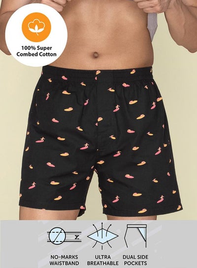Buy Printed Cotton Boxer Shorts with Elasticated Waistband in Saudi Arabia