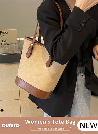 اشتري Women's Shoulder Tote Bag Bucket bag, Faux Leather Handbag for Women Large Capacity Messenger Bag, Fashionable Travel Shoulder Bag for Ladies Girls College Students في الامارات