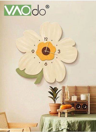 اشتري Flower Petal Design Wall Clock Silent Non Ticking Clock Creative Clock Quartz Clock Battery Powered Decorative Home Living Room School Office 40*40CM في الامارات