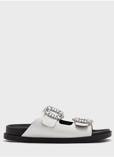 Buy Jewelled Buckle Flat Sandal in Saudi Arabia