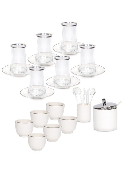 Buy Tea & Coffee  Set 28 Pcs Glass & Porcelain in Saudi Arabia