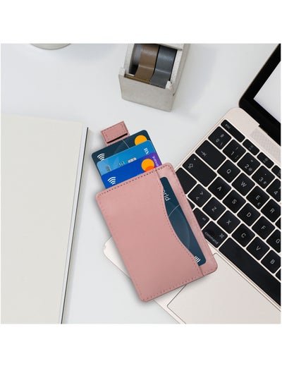اشتري محفظة نحيفة للرجال والنساء مع بطاقة حماية RFID باللون الوردي البسيط في الامارات