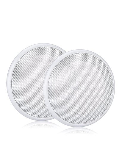 Buy 6.5in Ceiling Speaker Grille Covers, White Round Commercial Ceiling Speaker Grill for 6.5 Inch Speaker, Speaker Decorative Ring DIY Speaker Accessory Part with 8 Mouting Screws (2PCS) in Saudi Arabia