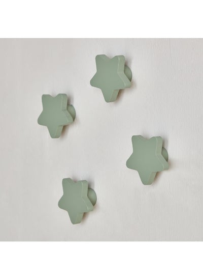 اشتري Star Shaped 4-Piece Wooden Wall Hook Set 6 x 6 x 3 cm في الامارات