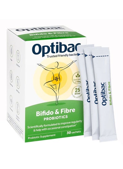 Buy Bifido And Fibre Vegan Digestive Probiotic Supplement With Fos Fibre To Maintain Regularity And 25 Billion Bacterial Cultures 30 Sachets in UAE