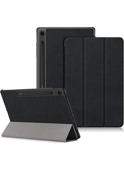 Buy Protective Flip Case For Samsung Galaxy Tab S9 FE With Trifold Stand Auto Wake Sleep Shockproof Cover Black in UAE