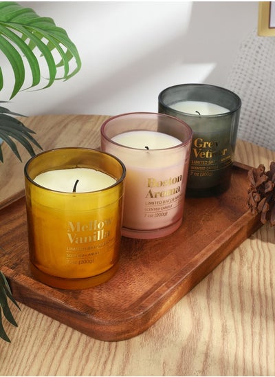 اشتري 3 Pack Candles for Home Scented Aromatherapy Candles Gifts Set ,Soy Wax Long Lasting Amber Jar Candles 470grams*3PCS في السعودية