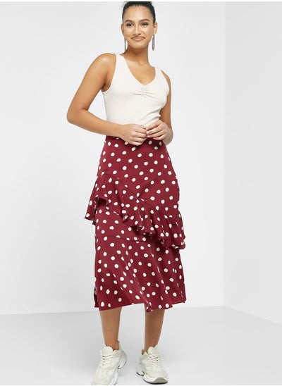 Buy Frill Layer Detail Polka Dot Skirt in UAE