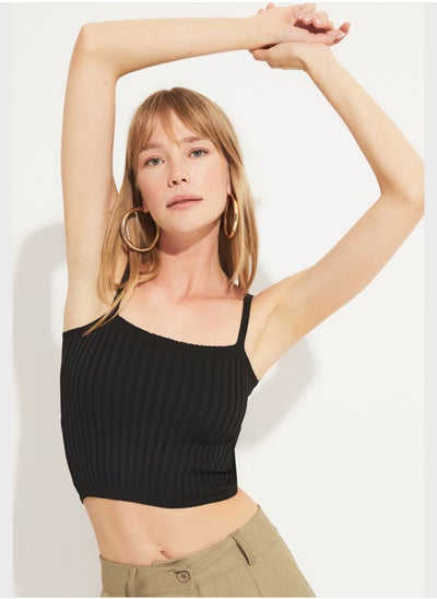 Buy Strappy Ribbed Crop Top in UAE