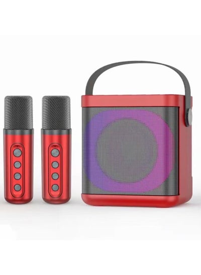 Buy YS307 Home Karaoke Portable Bluetooth Speaker Dual Wireless Microphone Red in UAE