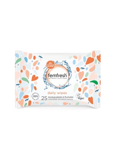 Buy Femfresh Daily Wipes Pack of 25 Wipes in UAE