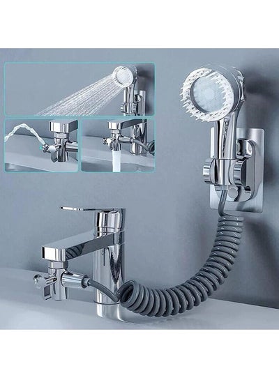 Buy Multifunction Universal Water Taps, Multi Function Faucet Attachment, 3 in 1 Multifunction Universal Water Taps with 360° Rotating Faucet and Massage Shower Head - Upgrade (Silver) in UAE