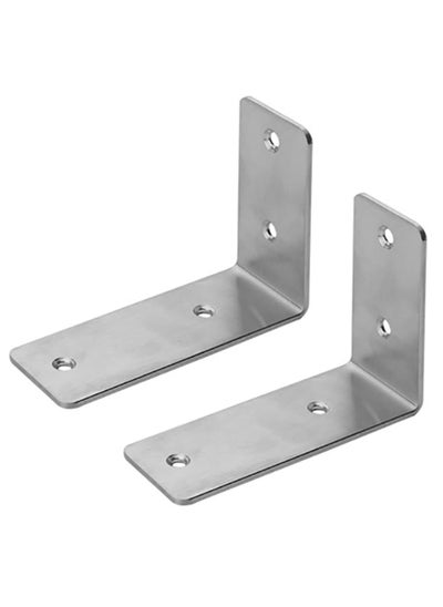 اشتري Shelf Brackets 5 inch - 2pcs Heavy Duty L Shaped 90-Degree Right Angle Corner Brace Joint Brackets for Table Bench Space Saving DIY - Silver في الامارات