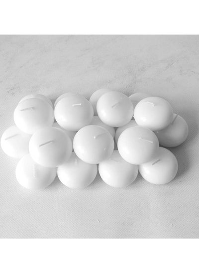 اشتري Set of 20 White Floating Candles , 5x3cm , Unscented & Dripless Dinner Candles for Decor, Events , Natural Wax with Cotton Wicks , 5-6 Hours Burn Time في الامارات