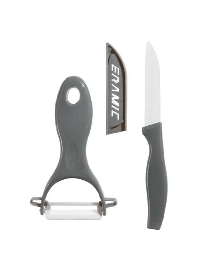 Buy Zirco Ceramic Peeler and Knife Set Grey and Silver 7.7 x 2 x 13 cm 146629 in Saudi Arabia