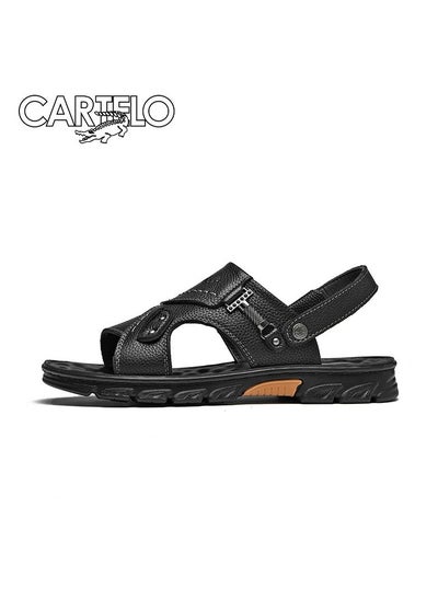 اشتري New CARTELO Genuine Leather Open Toe Sandals Top Layer Leather Summer Slippers في الامارات