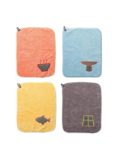 Buy Kitchen Dishcloth Household Thickened Cleaning Cloth Hanging Wipe Towels（4pcs/pack,2pack/set） in UAE