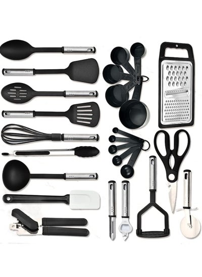 اشتري 25pc Kitchen Utensils Set - Nylon & Stainless Steel Cooking Utensils Set - Non-Stick Kitchen Utensils with Spatula - Kitchen Gadgets Cookware Set - Kitchen Tools Set في الامارات